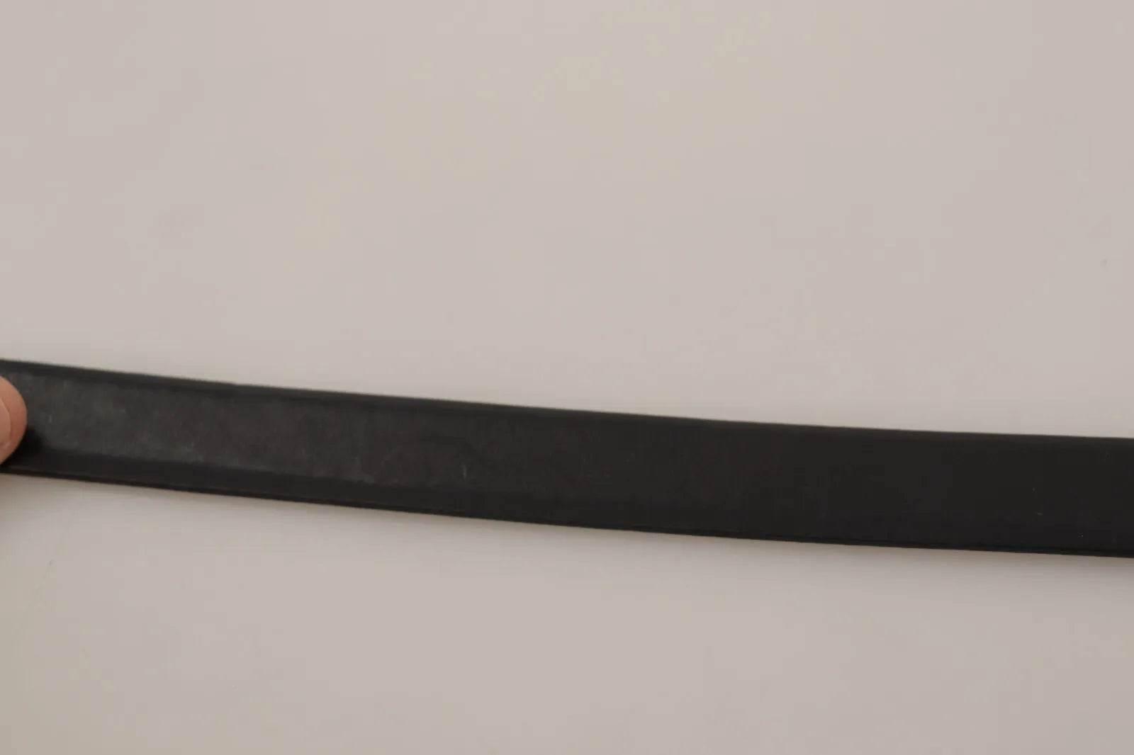 Dolce & Gabbana Black Classic Leather Silver Tone Metal Buckle Belt - Hilstor