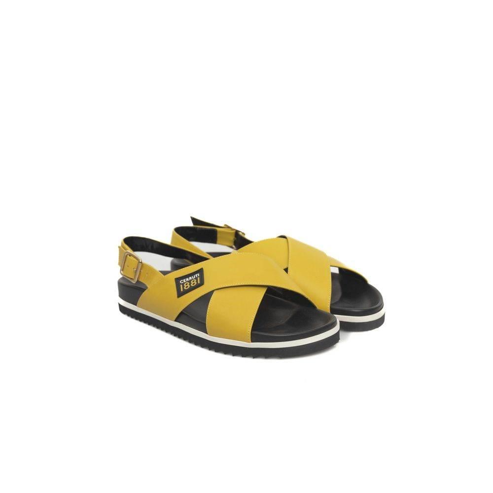 Cerruti 1881 Yellow Calfskin Women Sandal - Hilstor