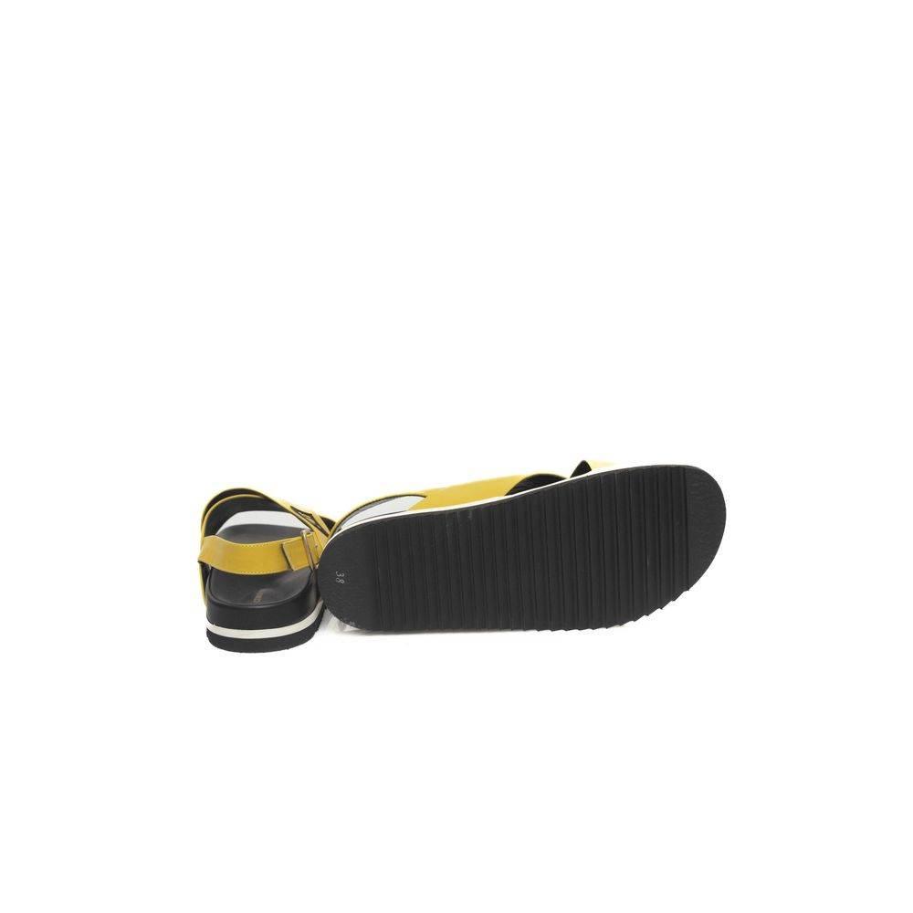 Cerruti 1881 Yellow Calfskin Women Sandal - Hilstor