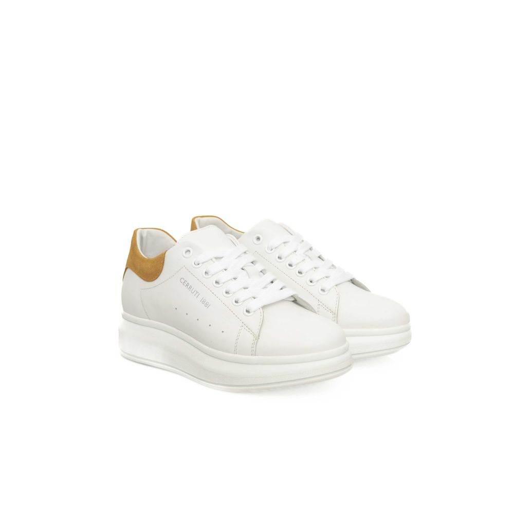 Cerruti 1881 White Cowhide Women Platform Sneaker - Hilstor