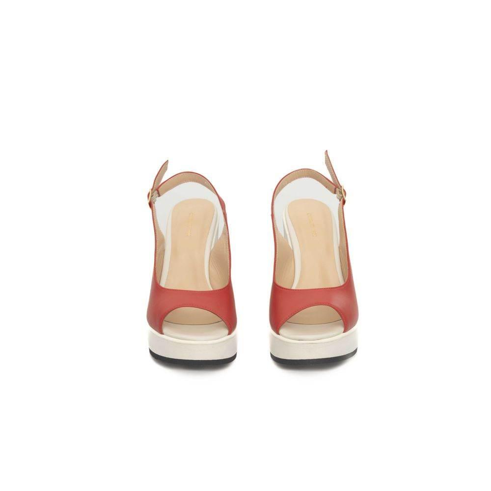 Cerruti 1881 Red Calfskin Women Sandal - Hilstor
