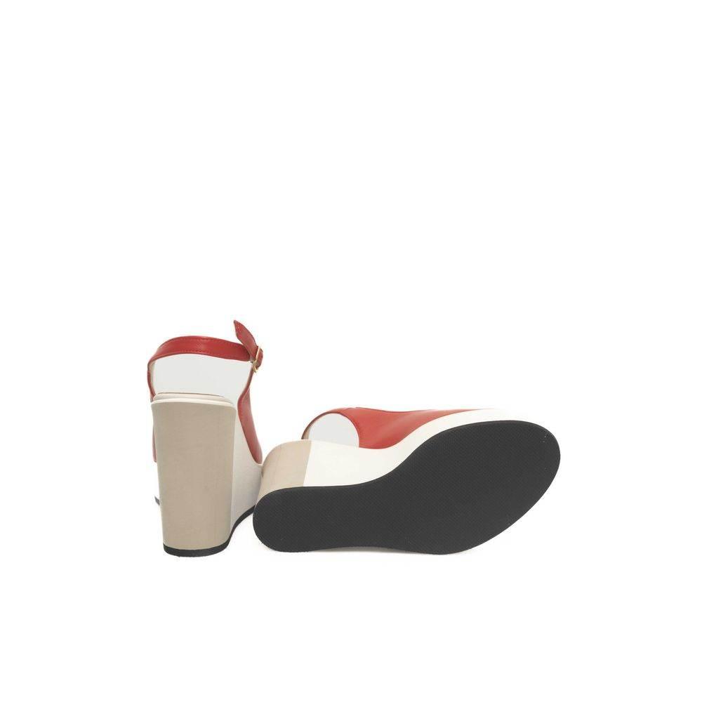 Cerruti 1881 Red Calfskin Women Sandal - Hilstor