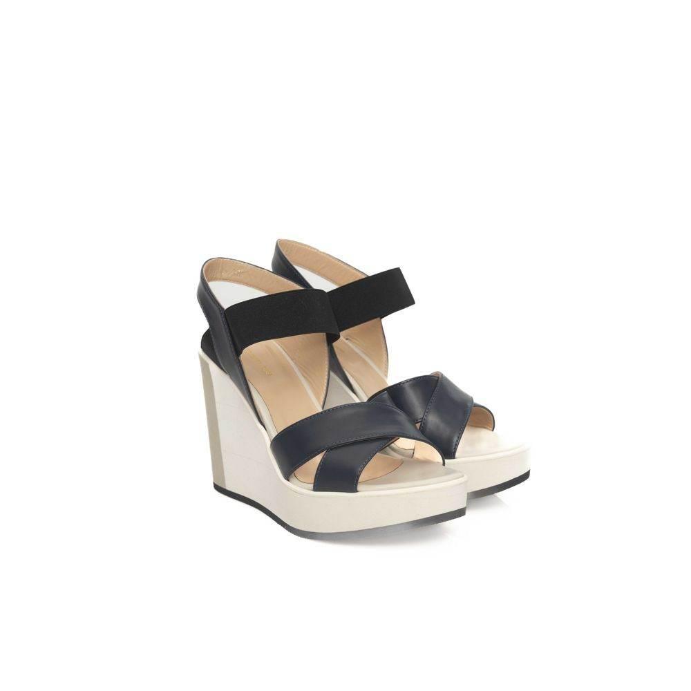 Cerruti 1881 Blue Calfskin Women Sandal - Hilstor