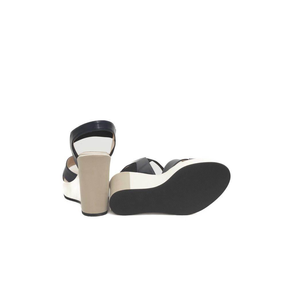 Cerruti 1881 Blue Calfskin Women Sandal - Hilstor