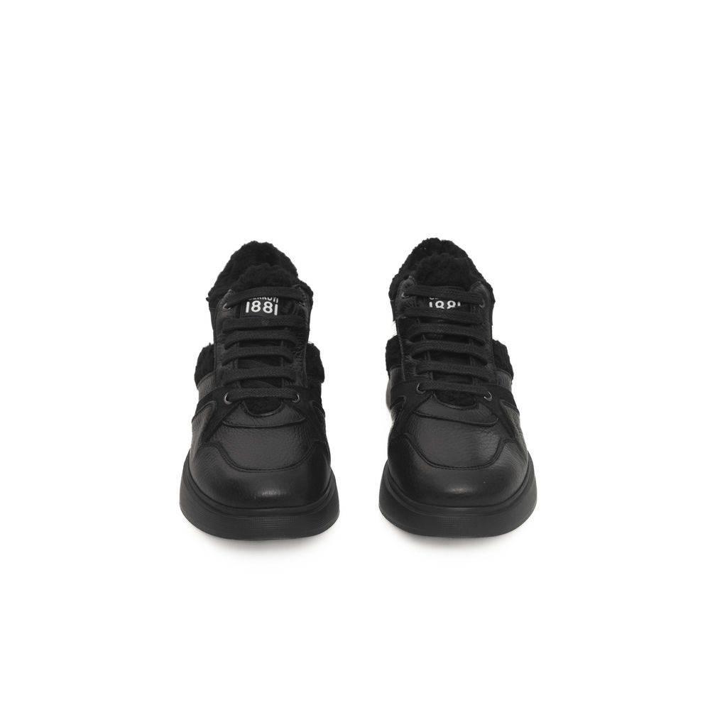 Cerruti 1881 Black Cowhide Women Platform Sneaker - Hilstor