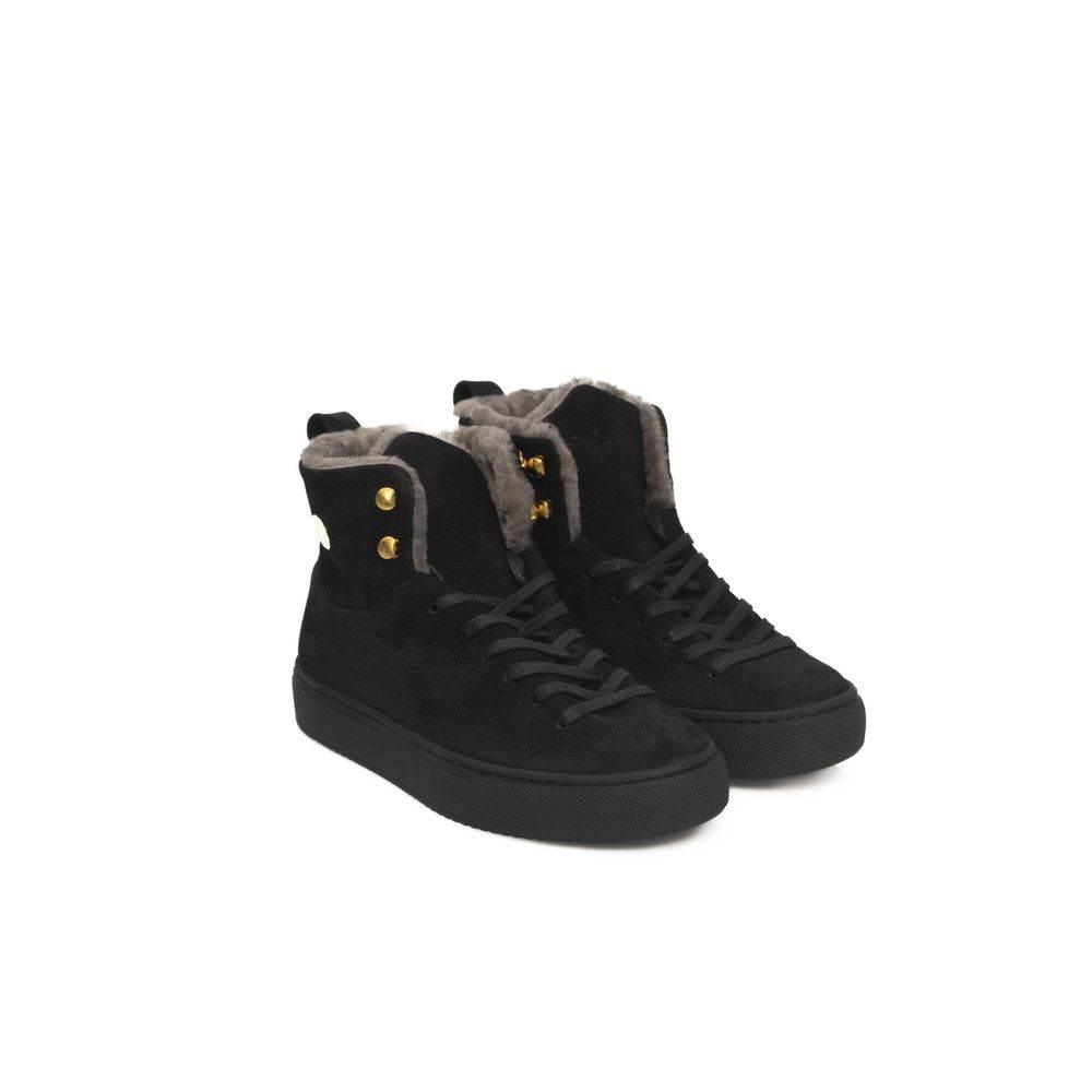 Cerruti 1881 Black Cowhide Women High Sneaker - Hilstor
