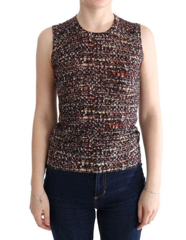 Dolce & Gabbana Sleeveless Multicolor Knit Wool Top - Hilstor