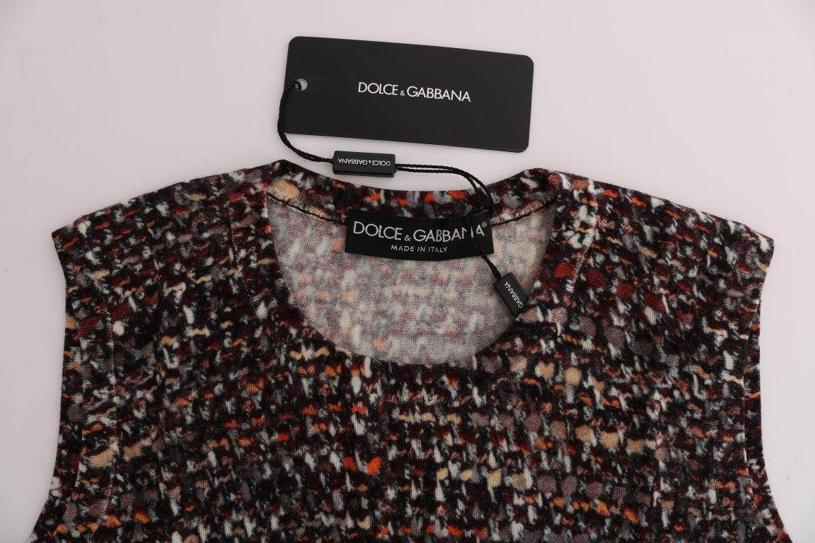 Dolce & Gabbana Sleeveless Multicolor Knit Wool Top - Hilstor