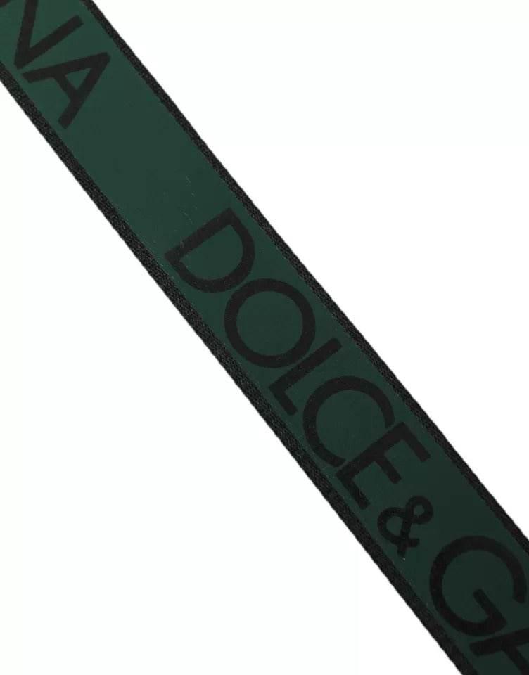 Dolce & Gabbana Black Green Leather Silver Metal Buckle Belt - Hilstor