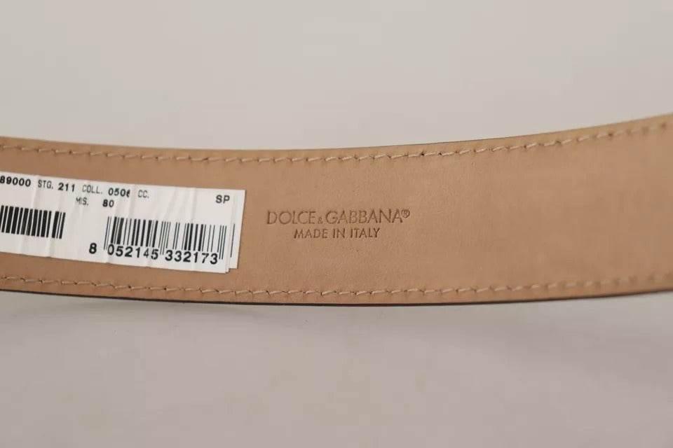 Dolce & Gabbana Black Leather Gold Metal Logo Engraved Buckle Belt - Hilstor