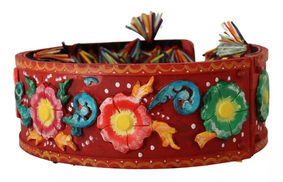 Dolce & Gabbana Multicolor Floral Wide Waist Carretto Belt - Hilstor