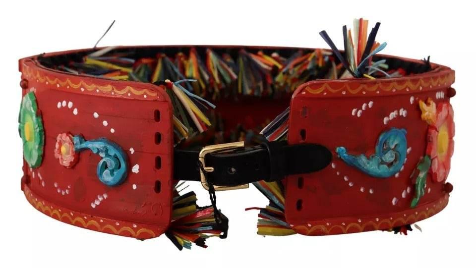 Dolce & Gabbana Multicolor Floral Wide Waist Carretto Belt - Hilstor