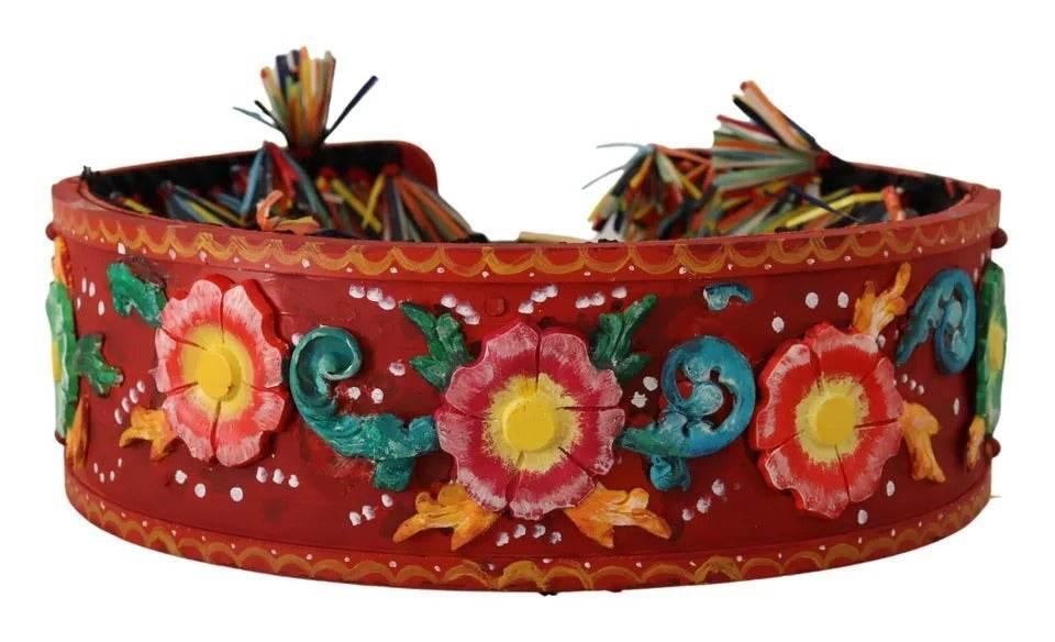Dolce & Gabbana Multicolor Floral Wide Waist Carretto Belt - Hilstor