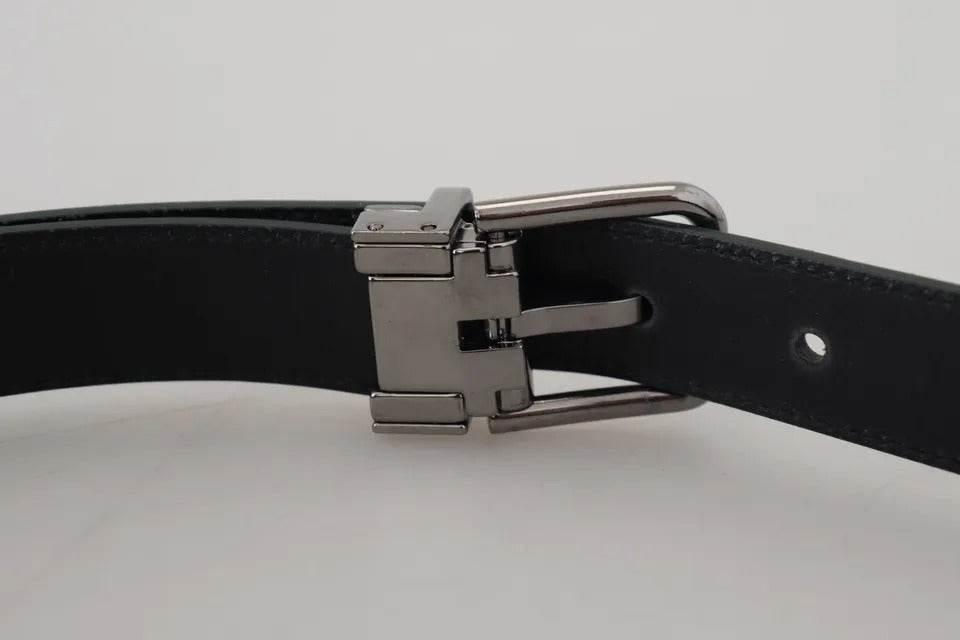 Dolce & Gabbana Green Calf Leather Silver Tone Metal Buckle Belt - Hilstor