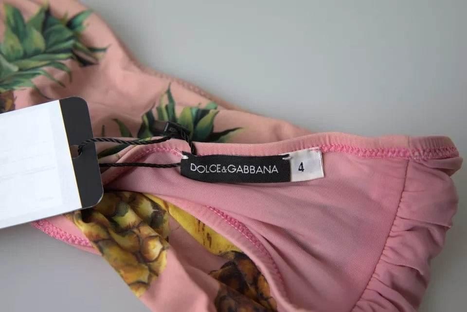 Dolce & Gabbana Pink Printed Beachwear Bikini Top Swimsuit - Hilstor