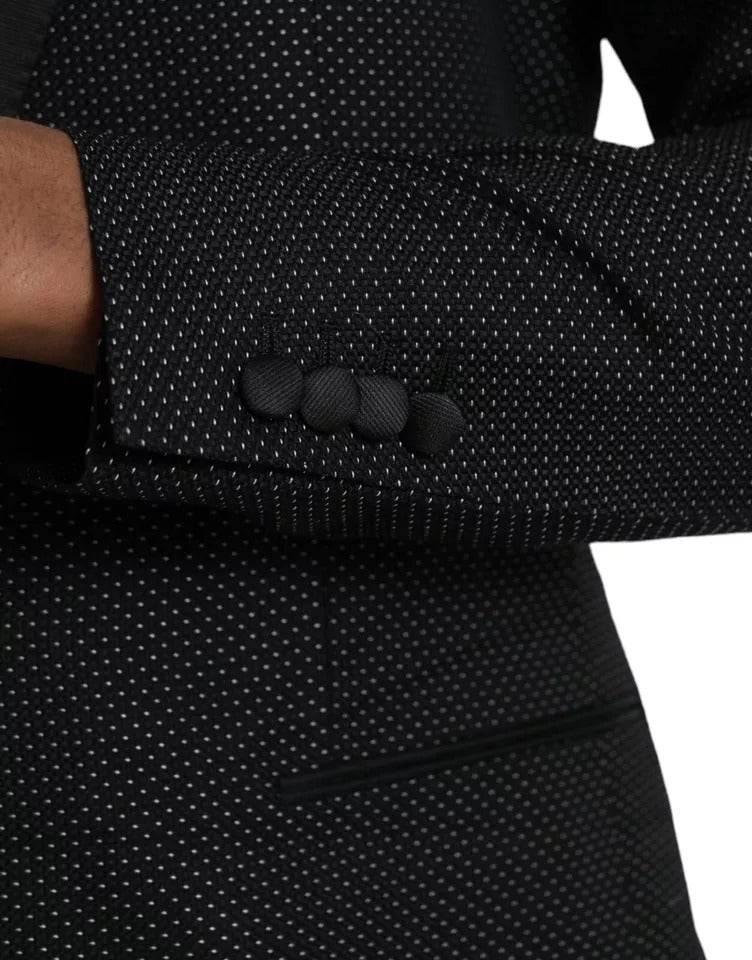 Dolce & Gabbana Black Jacquard MARTINI Single Breasted Coat Blazer - Hilstor