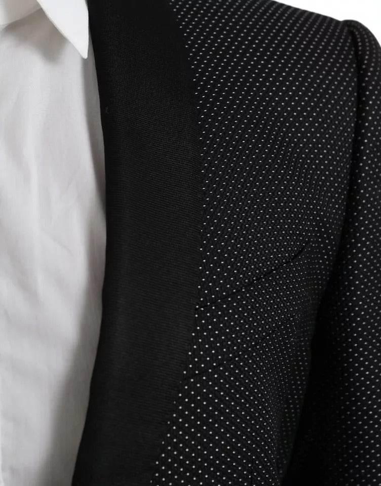Dolce & Gabbana Black Jacquard MARTINI Single Breasted Coat Blazer - Hilstor