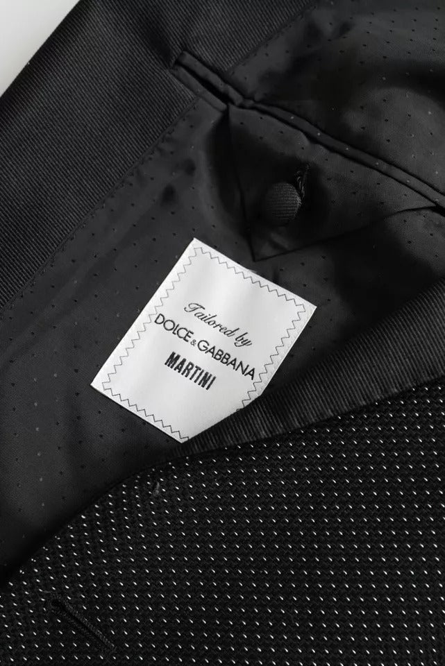 Dolce &amp; Gabbana Black Jacquard MARTINI Single Breasted Coat Blazer