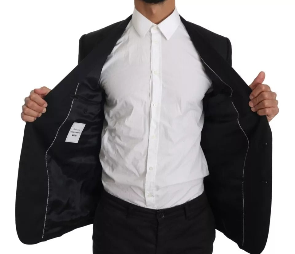 Dolce &amp; Gabbana Black Slim Jacket Coat Blazer MARTINI