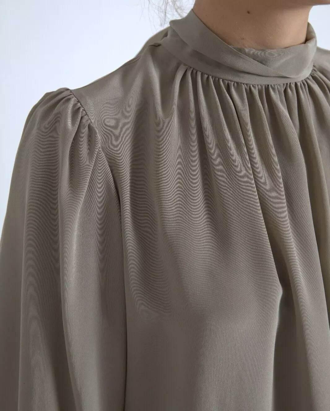 Dolce & Gabbana Gray Mock Neck Long Sleeves Top Blouse - Hilstor