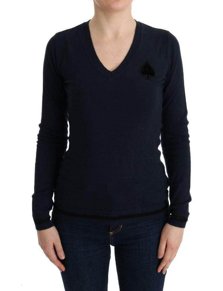 Costume National Blue V-neck Viscose Sweater - Hilstor