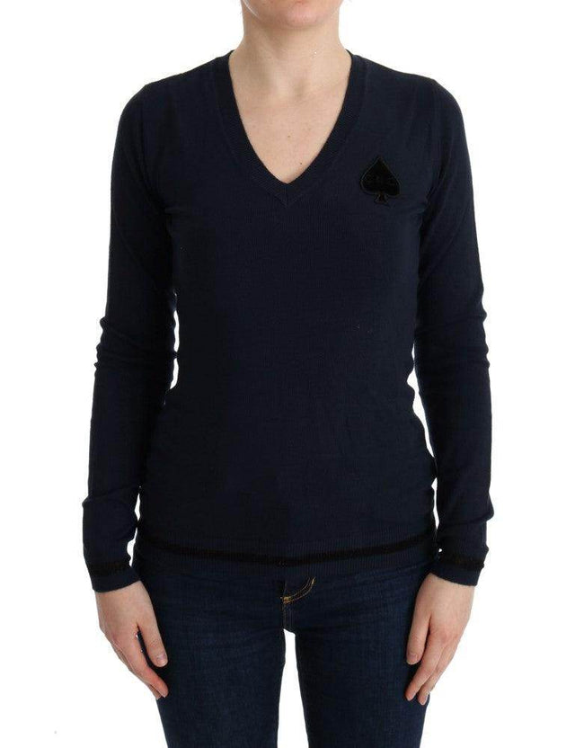 Costume National Blue V-neck Viscose Sweater - Hilstor