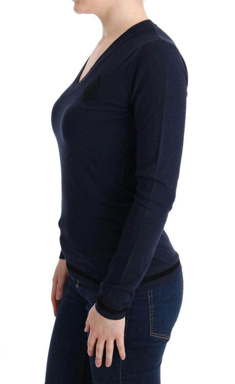 Costume National Blue V-neck Viscose Sweater - Hilstor