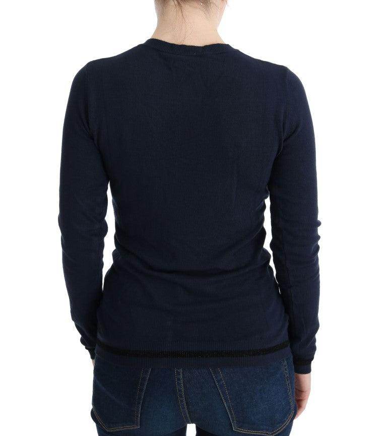 Costume National Blue V-neck Viscose Sweater - Hilstor