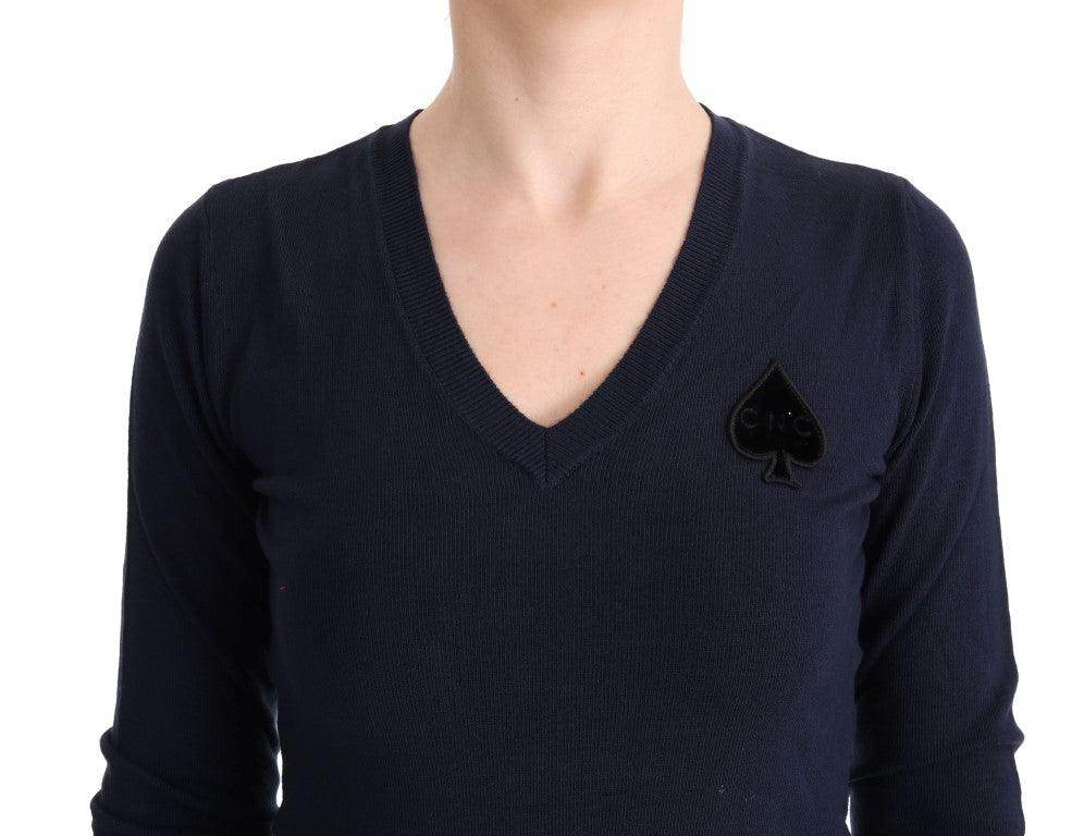 Costume National Blue V-neck Viscose Sweater - Hilstor
