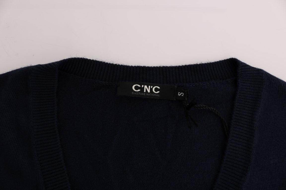 Costume National Blue V-neck Viscose Sweater - Hilstor