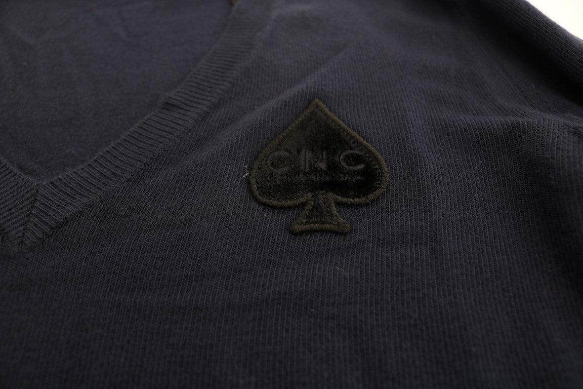 Costume National Blue V-neck Viscose Sweater - Hilstor