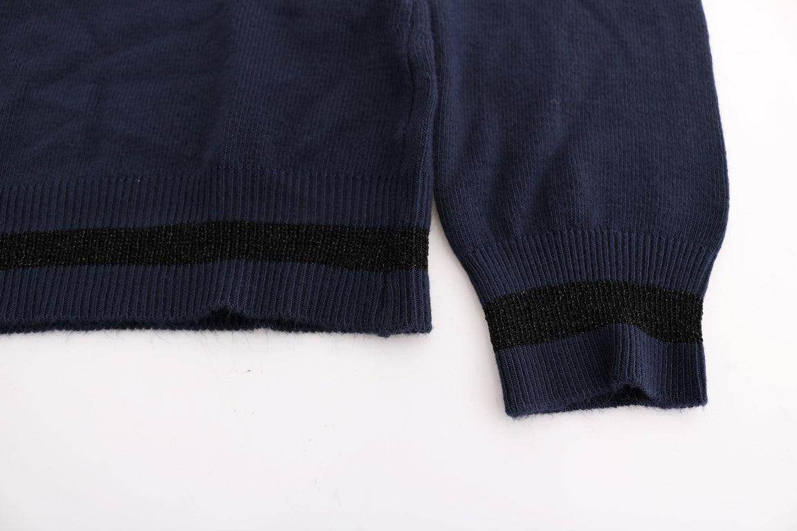 Costume National Blue V-neck Viscose Sweater - Hilstor