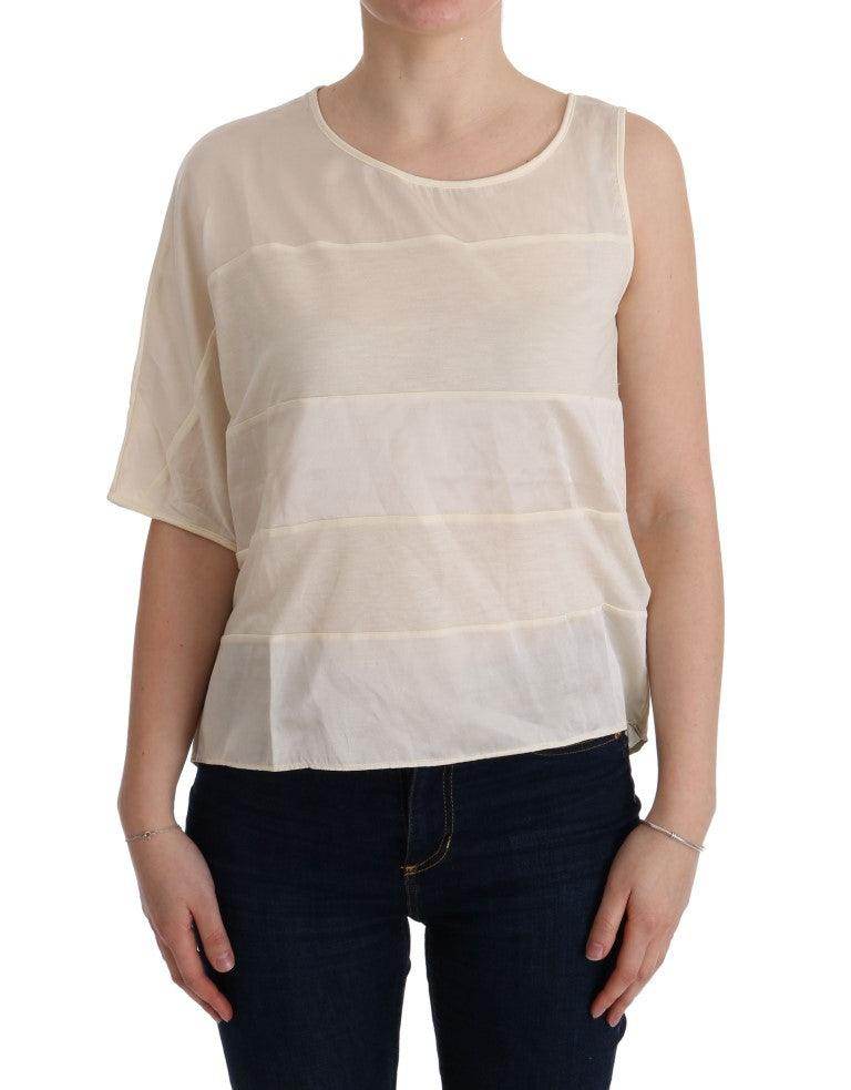Costume National Beige Asymmetric Top Blouse - Hilstor