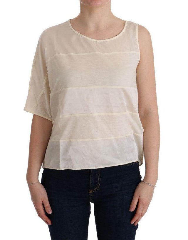 Costume National Beige Asymmetric Top Blouse - Hilstor