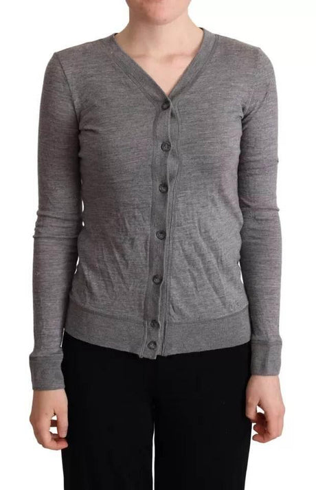Dolce & Gabbana Gray Wool Button Down Cardigan Sweater - Hilstor