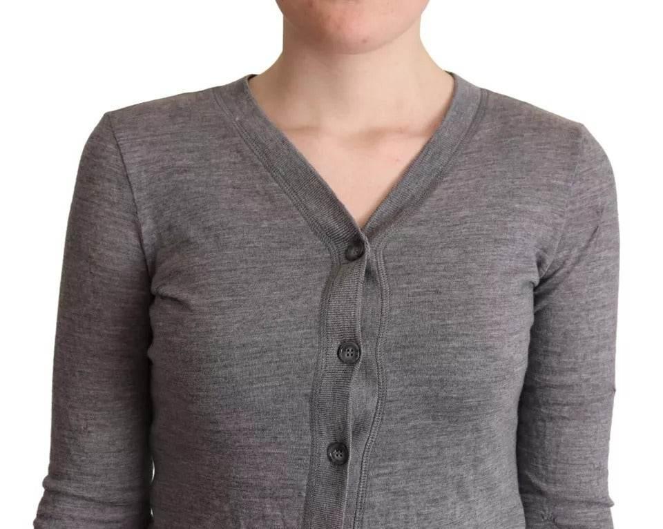Dolce & Gabbana Gray Wool Button Down Cardigan Sweater - Hilstor