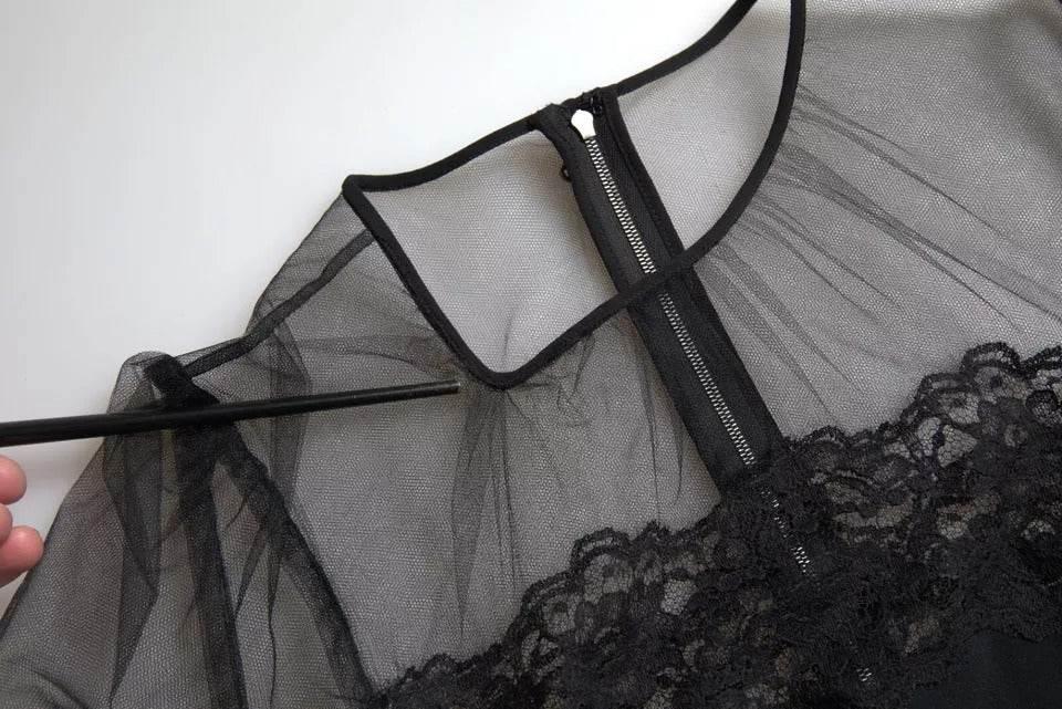 Dolce & Gabbana Black Sheer Floral Lace Sheath Midi Dress - Hilstor