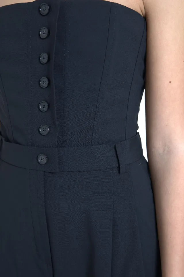 Dolce &amp; Gabbana sort uld stretch stropløs jumpsuit kjole