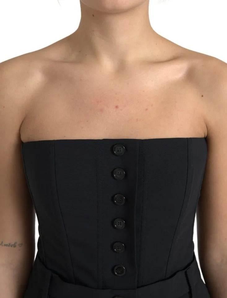 Dolce & Gabbana Black Wool Stretch Strapless Jumpsuit Dress - Hilstor