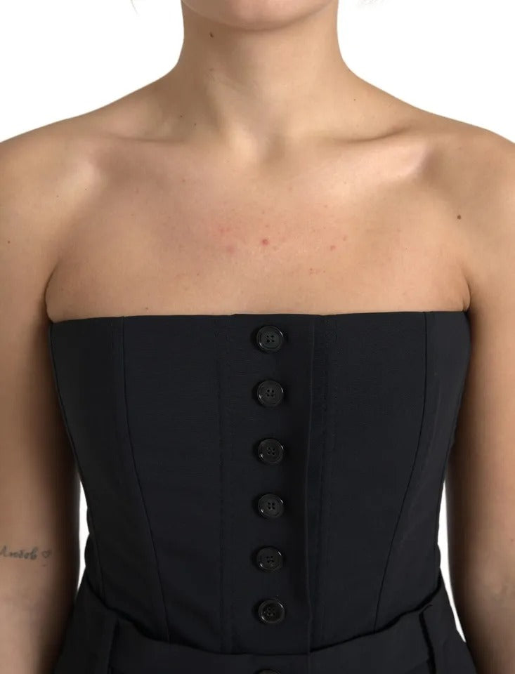Dolce &amp; Gabbana sort uld stretch stropløs jumpsuit kjole