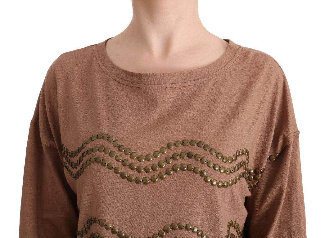 John Galliano Brown Cotton Studded Sweater - Hilstor