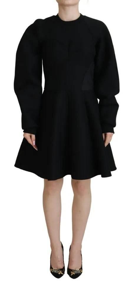 Dolce & Gabbana Cotton Black Long Sleeves A-line Mini Dress - Hilstor