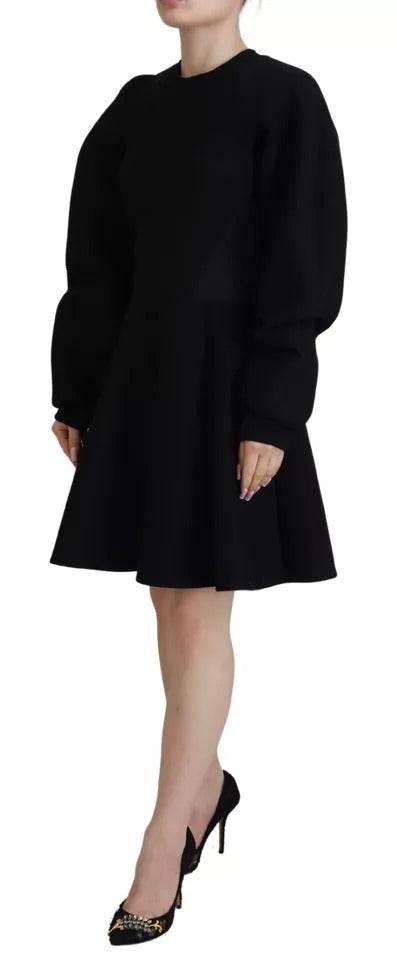 Dolce & Gabbana Cotton Black Long Sleeves A-line Mini Dress - Hilstor