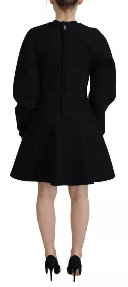 Dolce & Gabbana Cotton Black Long Sleeves A-line Mini Dress - Hilstor