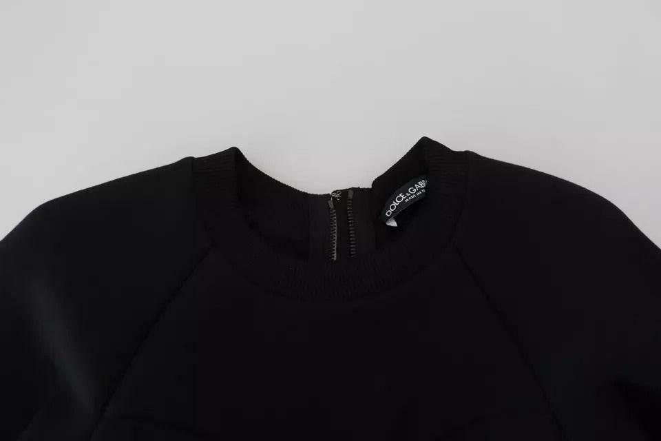 Dolce & Gabbana Cotton Black Long Sleeves A-line Mini Dress - Hilstor