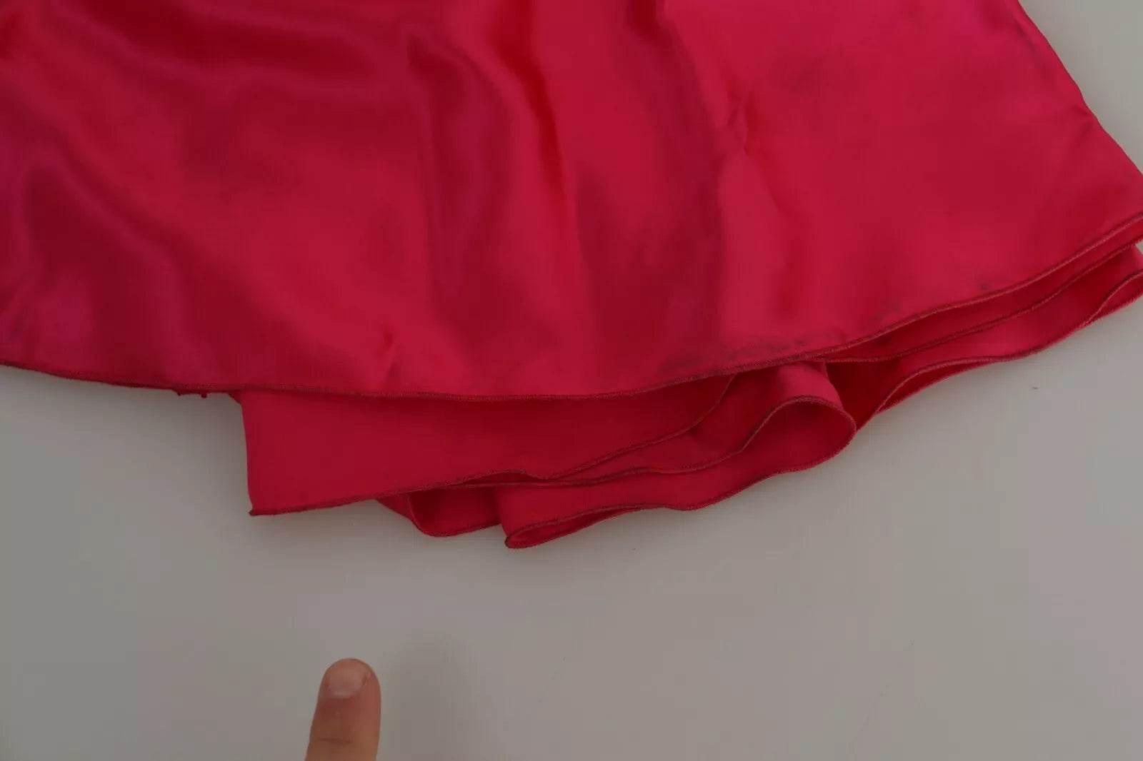 Dolce & Gabbana Fuchsia Fitted Cut One Shoulder Midi Dress - Hilstor