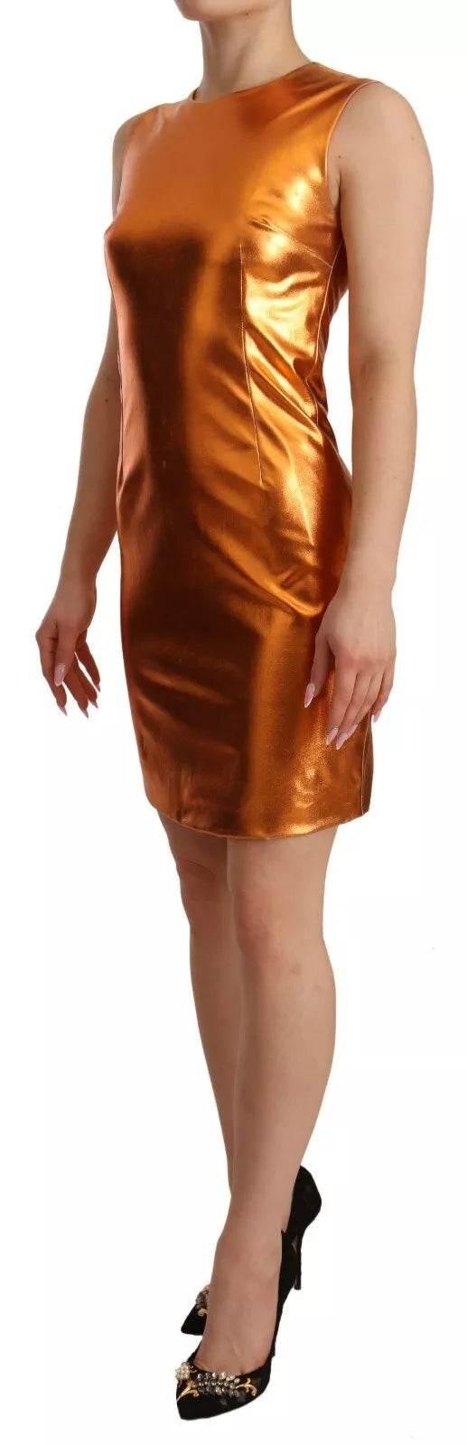 Dolce & Gabbana Metallic Orange Sleeveless Sheath Dress - Hilstor