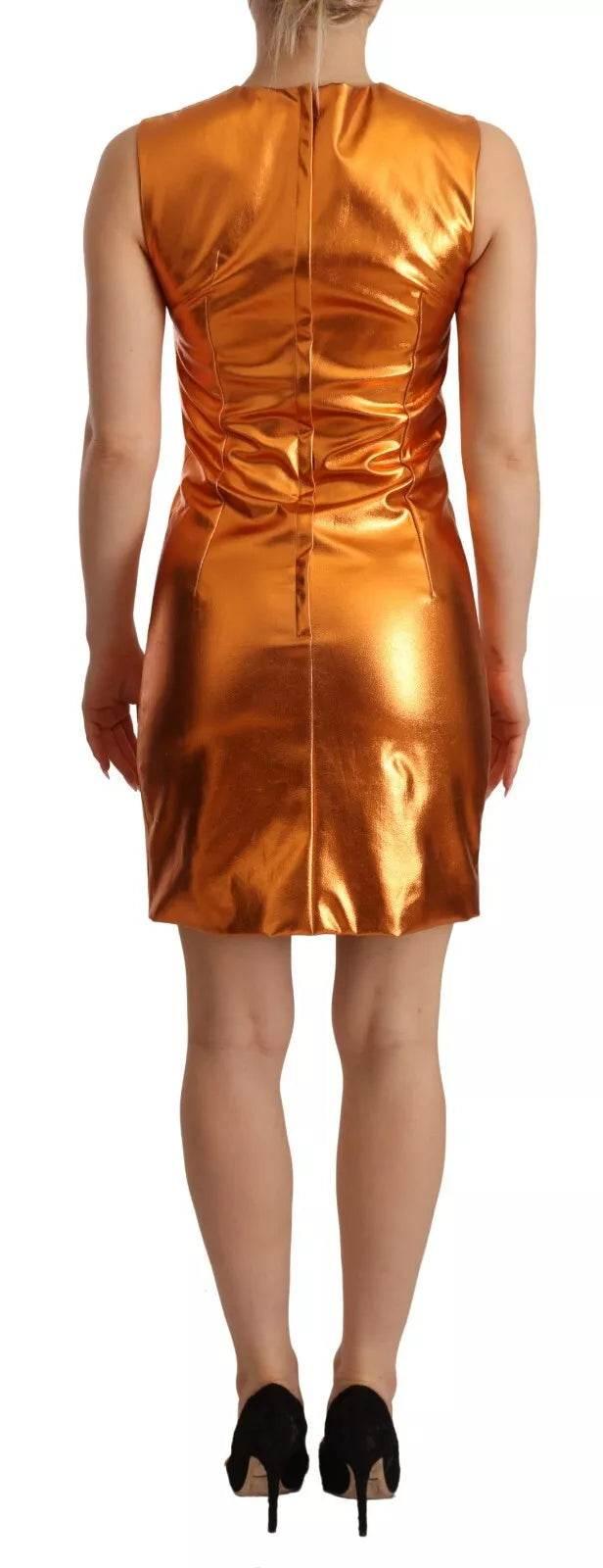 Dolce & Gabbana Metallic Orange Sleeveless Sheath Dress - Hilstor