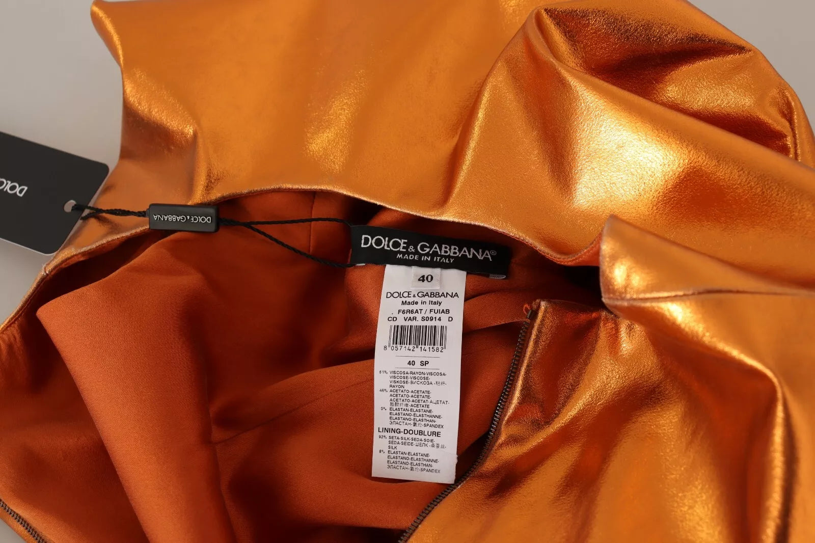Dolce &amp; Gabbana Metallic Orange Kjole uden ærmer