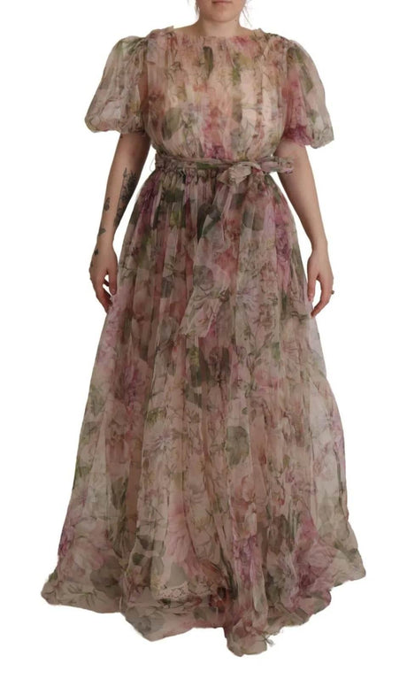 Dolce & Gabbana Multicolor Floral Print Long Maxi Gown Dress - Hilstor